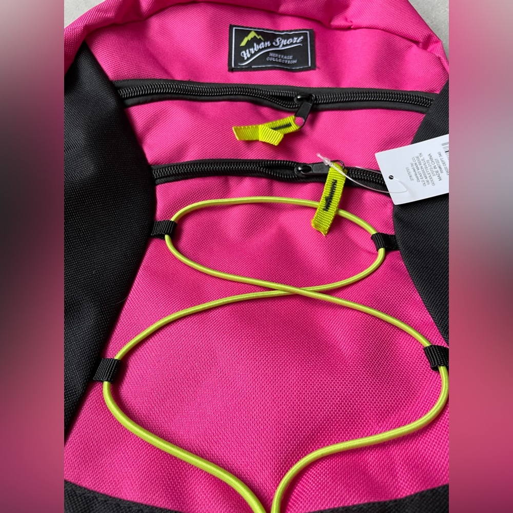 NEW 7pc Urban Sport Backpack Book Bag Heritage Collection Pink Neon Black Kids - Picture 6 of 10